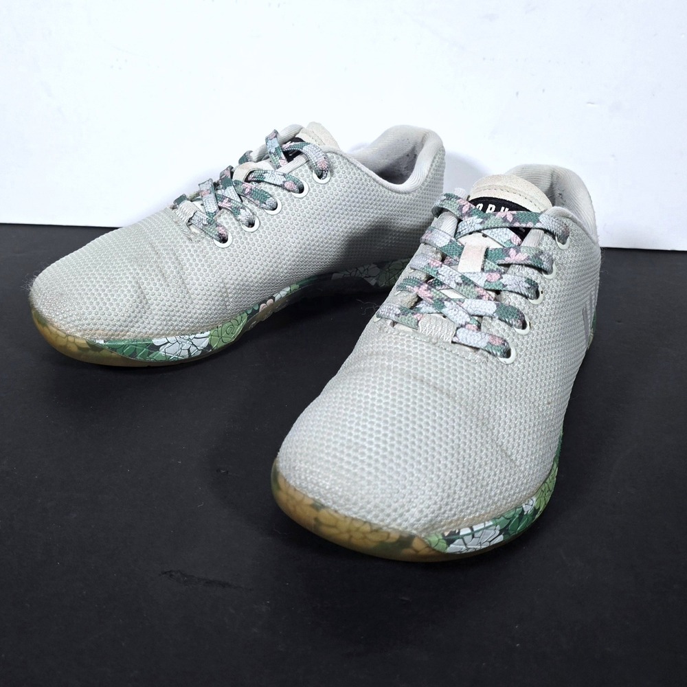NOBULL Mist Succulent Trainers Women 8 Mens 6.5 Grey Floral Low Top Shoes